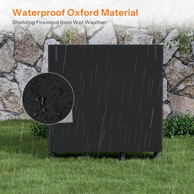 HOOBRO firewood rack side profile highlighting sturdy frame and elevated base.