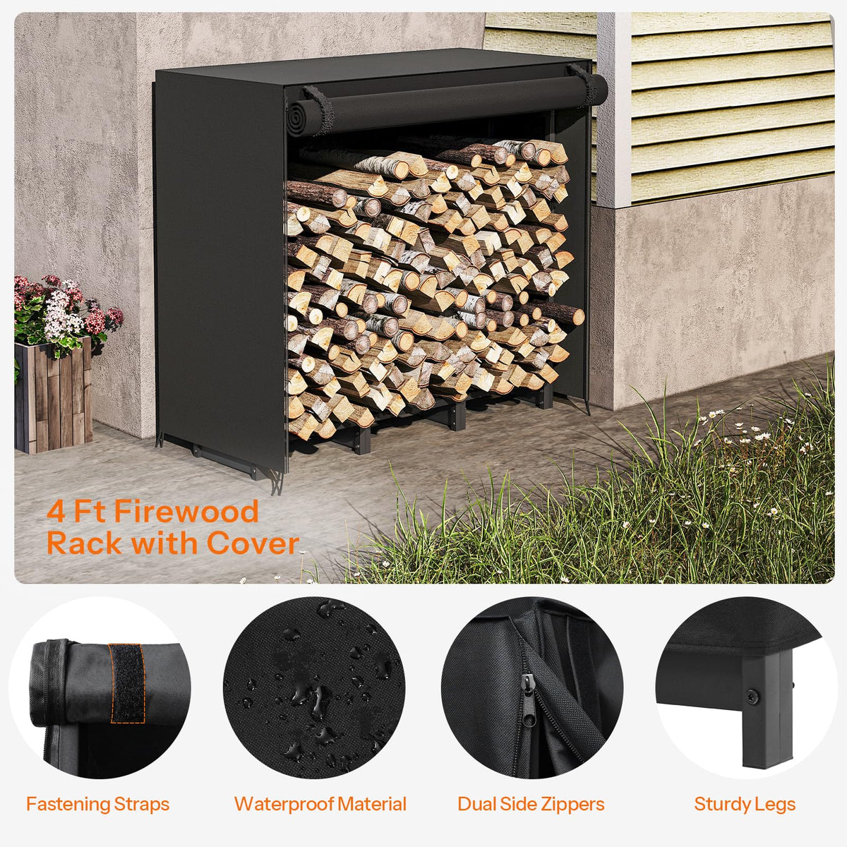 HOOBRO versatile outdoor or indoor storage for tidy wood area.