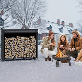 HOOBRO weatherproof Oxford cover shields firewood from elements.