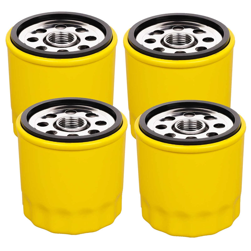 HOODELL 4-pack oil filter exterior; sturdy canister protects Kohler engines.