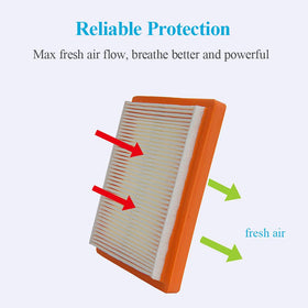 HOODELL air filter element close-up highlights premium pleated media for dust protection.