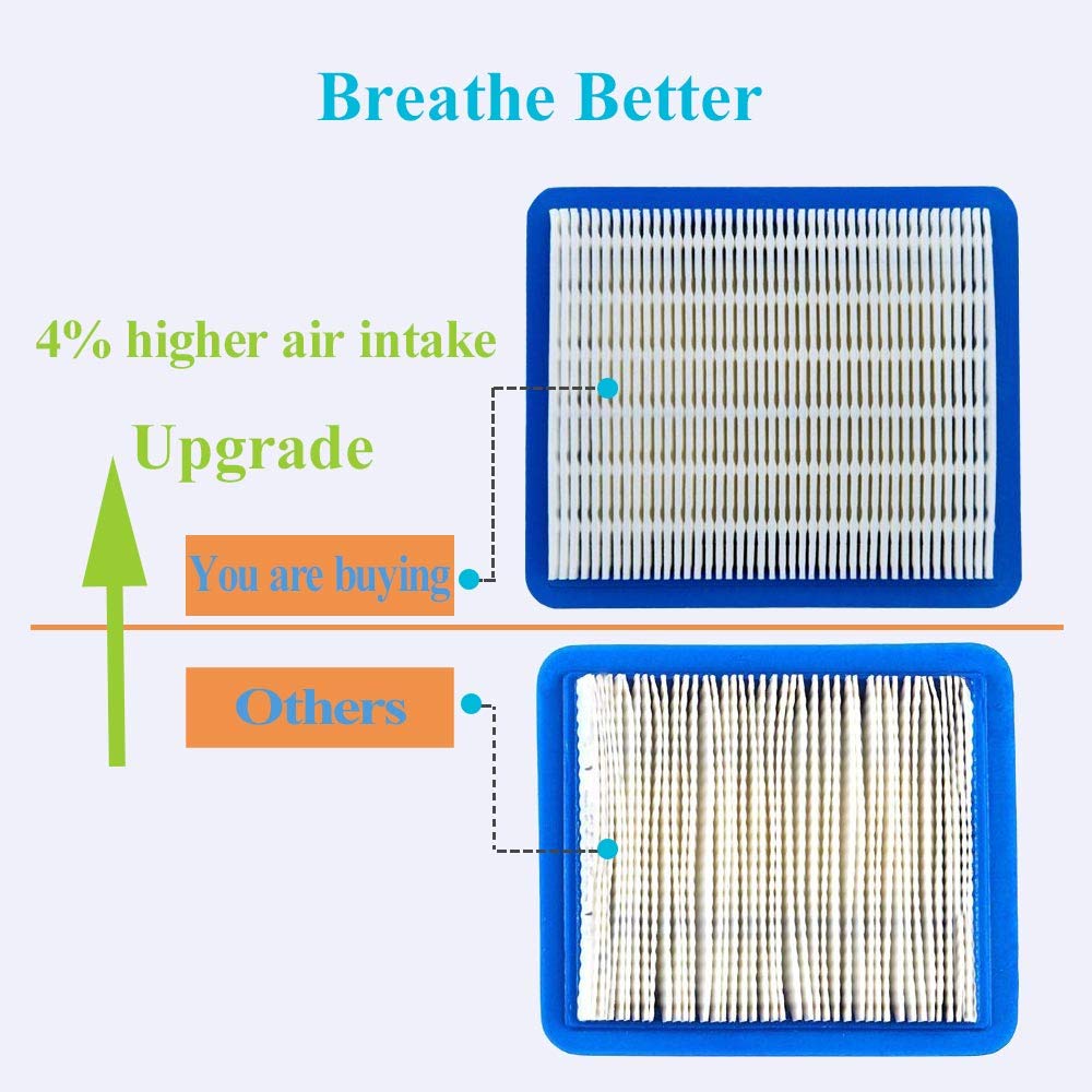 HOODELL air filter on a mower demonstrates improved engine breathing.