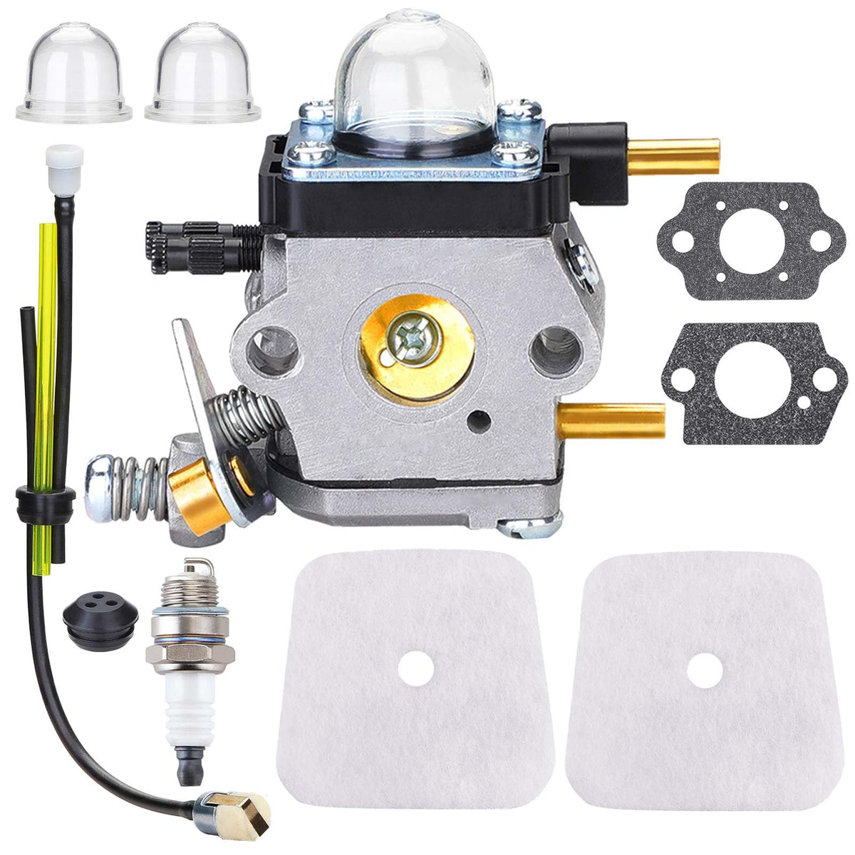 HOODELL carburetor front view for reliable tiller startups.