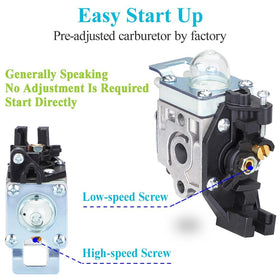 HOODELL carburetor with fuel lines and grommets for durable performance.