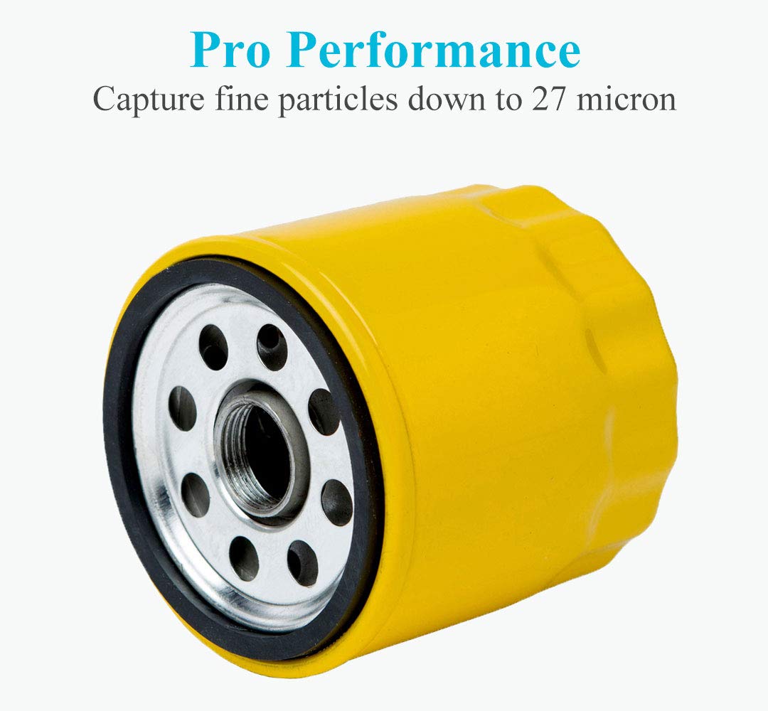 HOODELL oil filter front view showing durable seal and full build