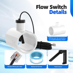 Flow switch with a 15ft cable ready for mounting by Hoodutric.