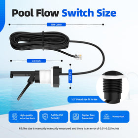 Flow switch shown during installation on a pool tee pipe.