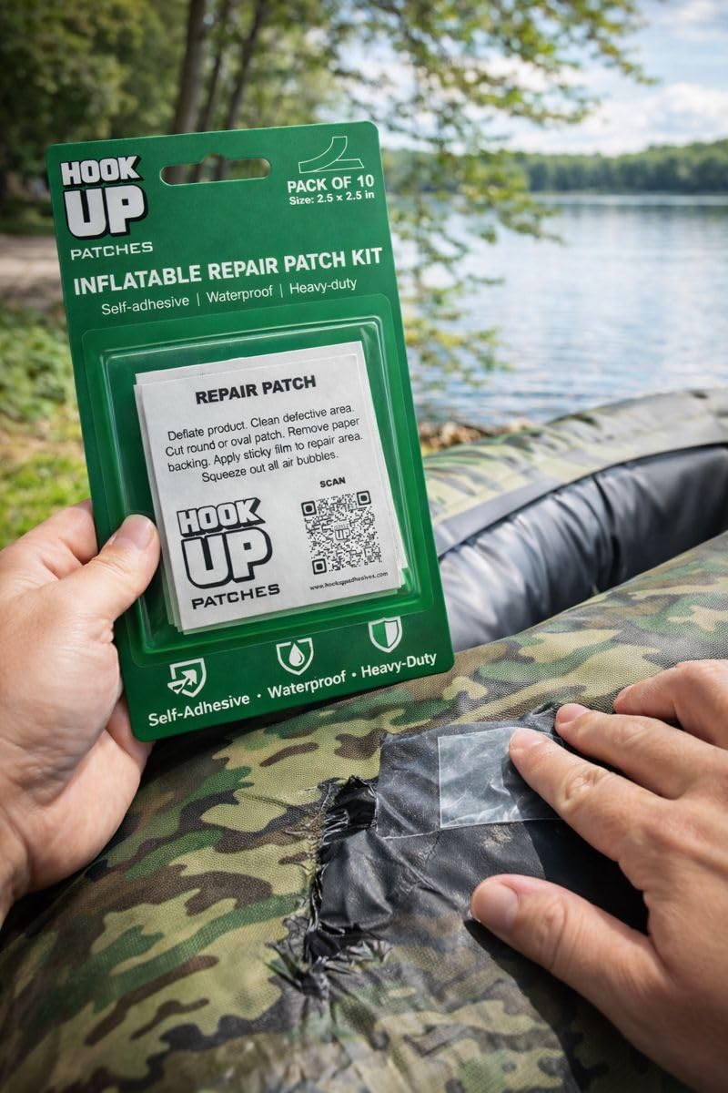 HOOK UP patch repairing an inflatable toy for durable, water-ready use