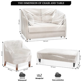 Hoolerry clear armchair cover 32x30x30 close-up highlights waterproof and tear-resistant construction.