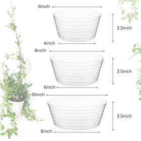 Hoolerry clear deep drip tray for 8-inch pots protects surfaces from drips.