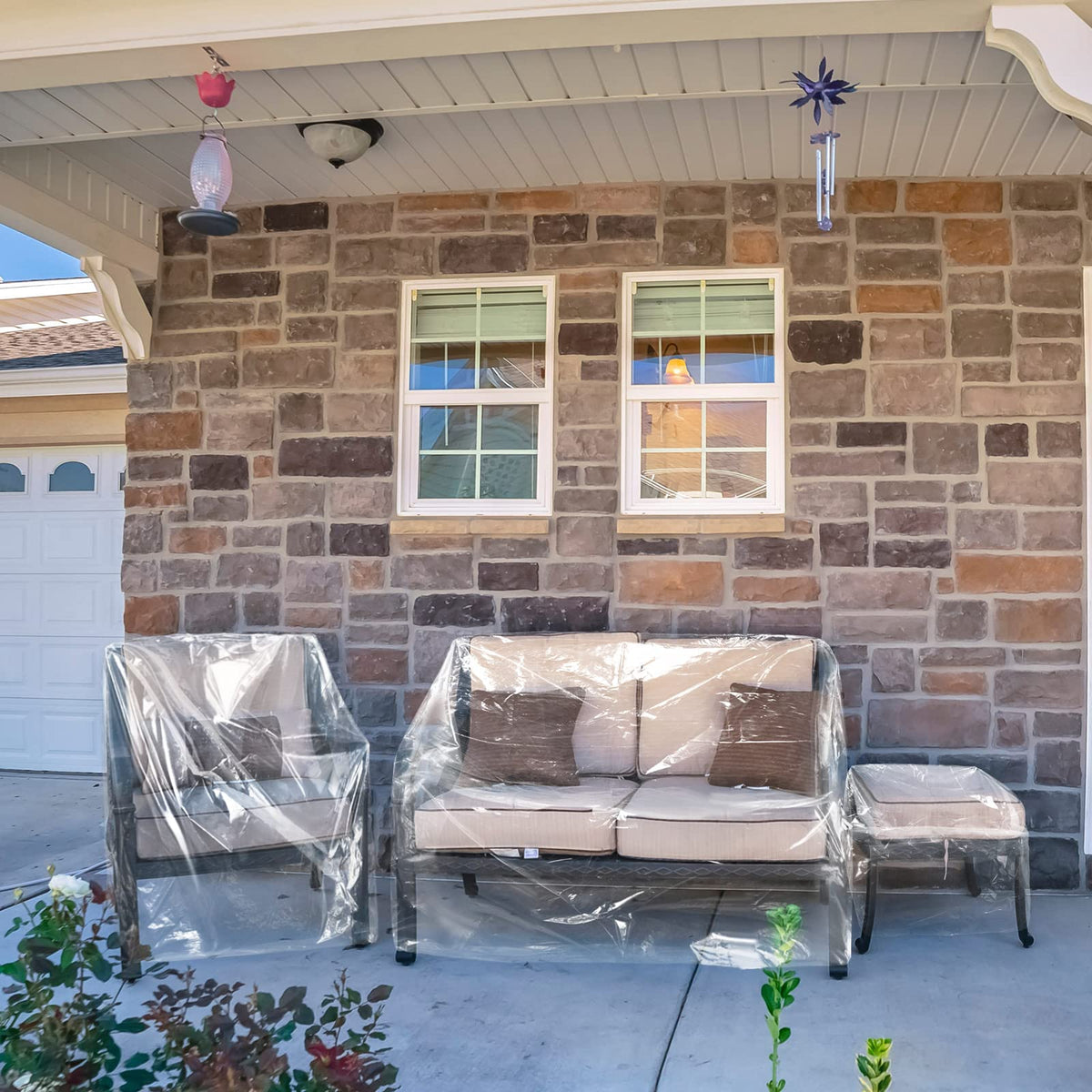 Hoolerry covers in use protect patio from snow, wind, and dust during seasons.