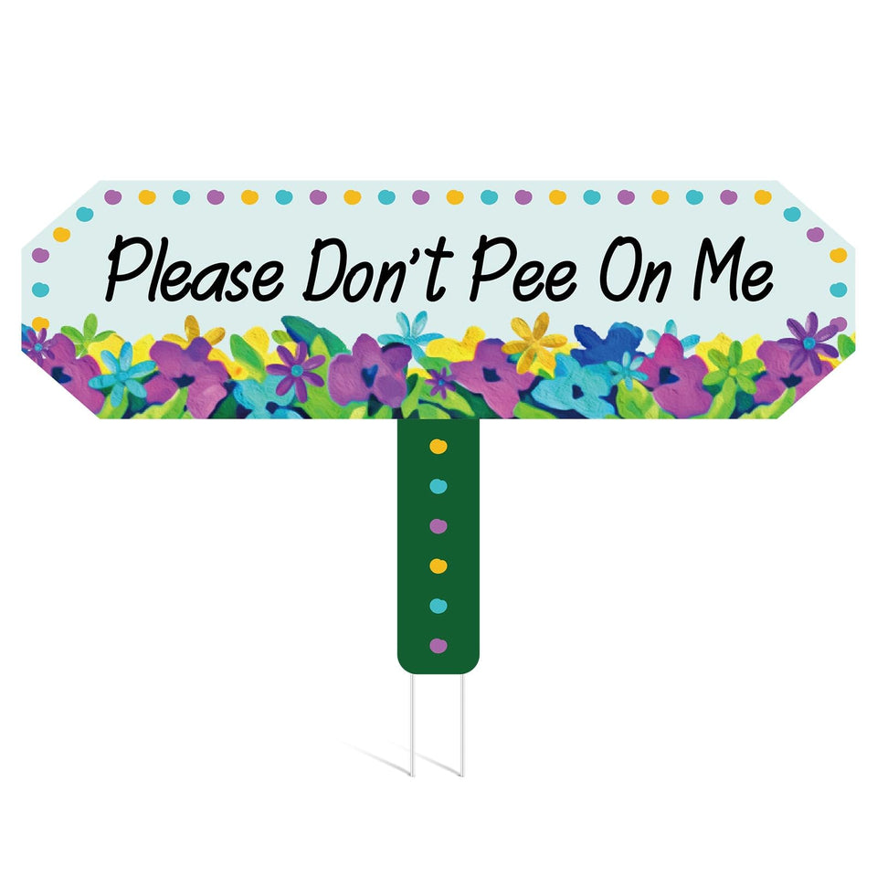 Hoolerry Please Do Not Pee on Me sign with stakes protects your lawn from dog urine