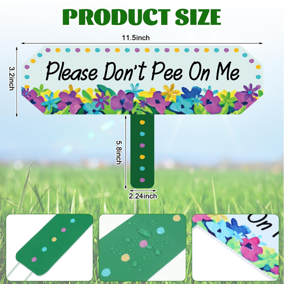 Hoolerry Please Do Not Pee on Me sign with bright colors increases visibility for dog walkers