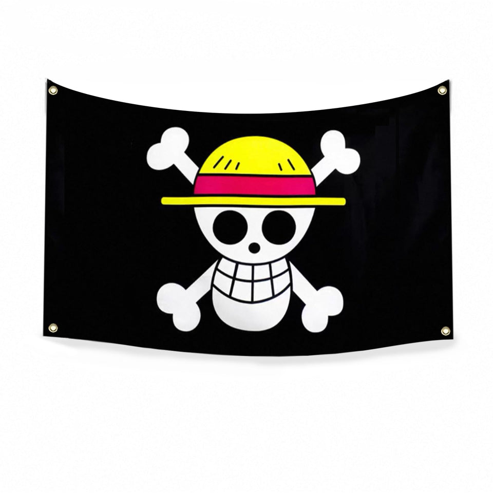 Hoomdabox pirate flag 5x3 ft with straw-hat skull for outdoor decor.