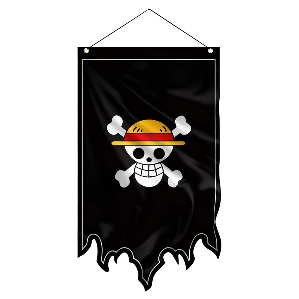 hoomdabox 49x29in straw-hat skull banner full view for striking wall displays.