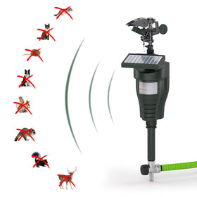 Hoont Cobra Animal Repeller installation with stake for yard protection.