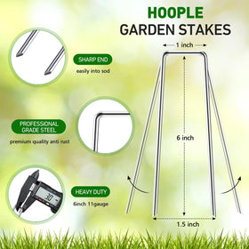 HOOPLE 11ga galvanized landscape stakes showing rust-resistant durability