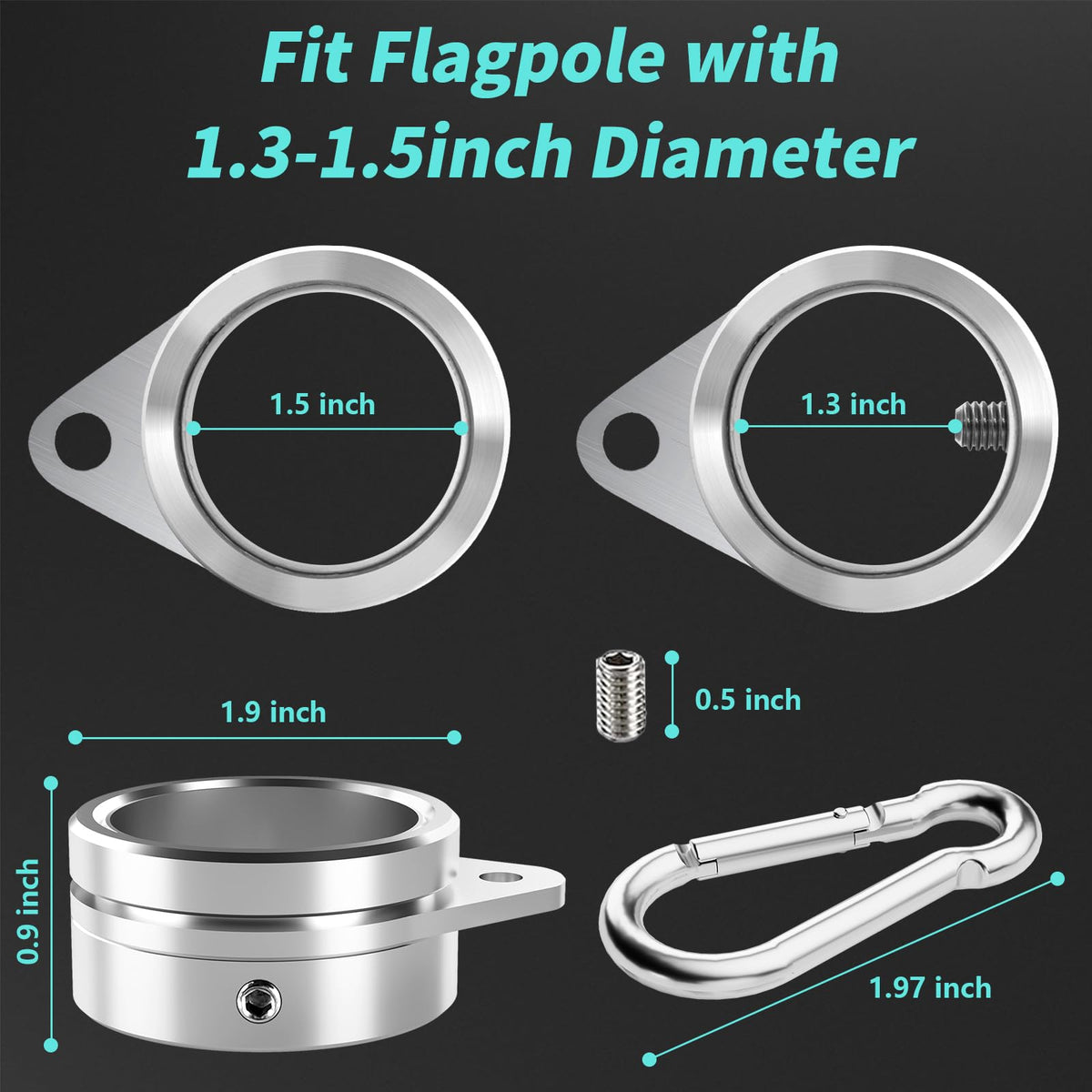 HOOPLE aluminum alloy swivel ring resists weather and wear.