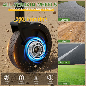 HOOPLE all-terrain wheels glide smoothly over pavement, grass, sand