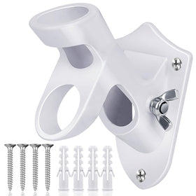 HOOPLE flag pole holder on white exterior wall with rustproof aluminum for durable outdoor display.
