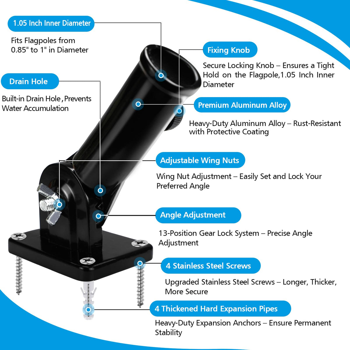 Premium aluminum alloy with rustproof finish for years of outdoor use.