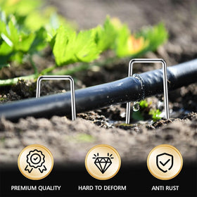 HOOPLE sharp-ended stakes enabling quick ground insertion in garden beds