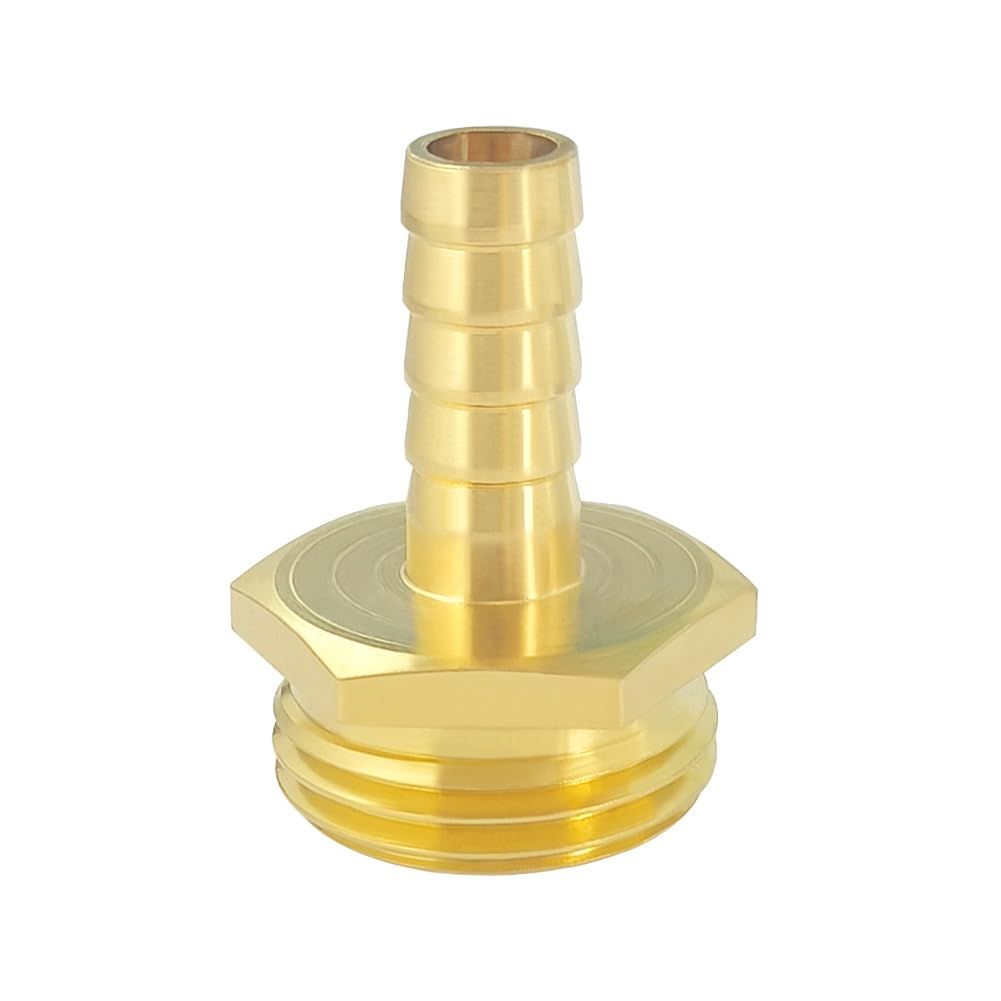 Hooshing brass adapter 3/4 GHT close-up indicating universal compatibility.