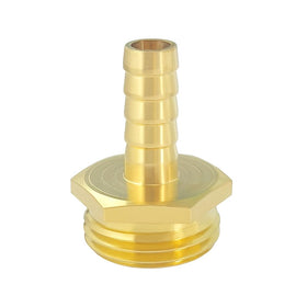 Hooshing brass adapter 3/4 GHT close-up indicating universal compatibility.