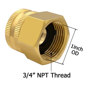 Brass swivel on Hooshing adapter minimizes twisting during watering tasks.