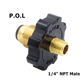 Hooshing POL adapter ensures airtight propane tank to regulator compatibility.