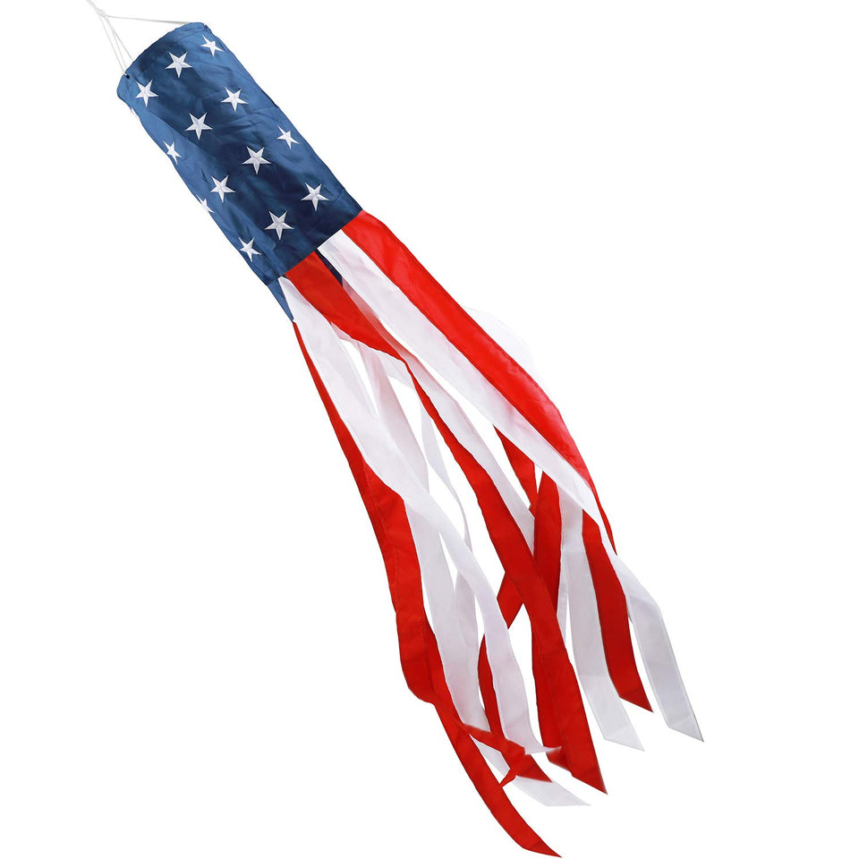 HOOSUN 40-inch American windsock with embroidered stars for outdoor display.