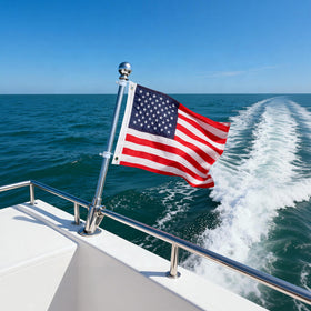HOOSUN flag mounted on boat mast for nautical patriotism