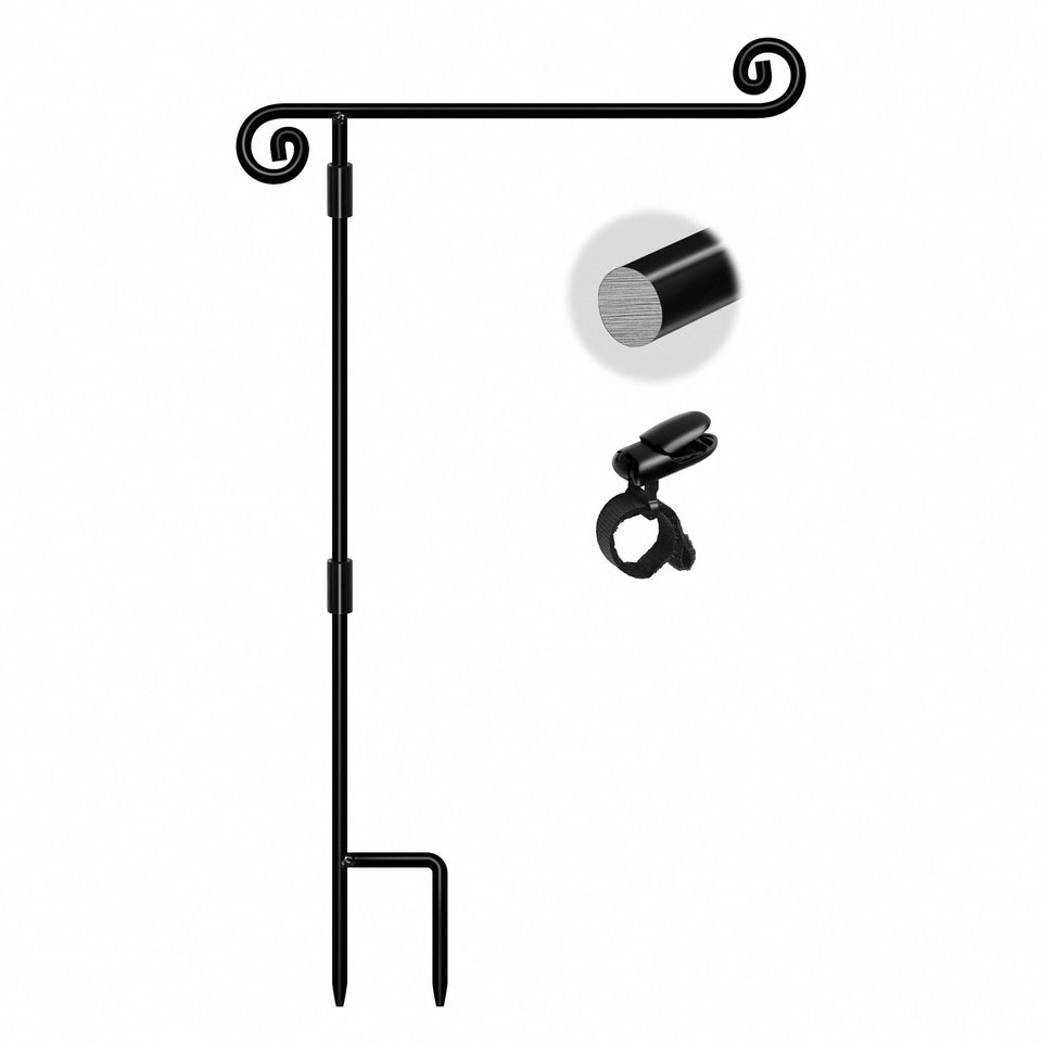 HOOSUN garden flag stand front view shows sturdy outdoor display