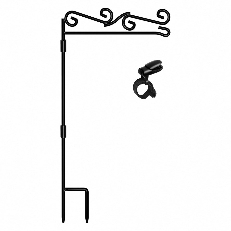 HOOSUN garden flag stand with sturdy black metal for outdoor display