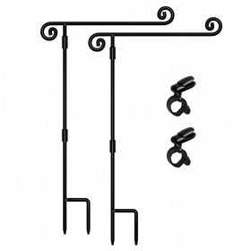 HOOSUN garden flag stand demonstrates sturdy metal base for outdoor display.