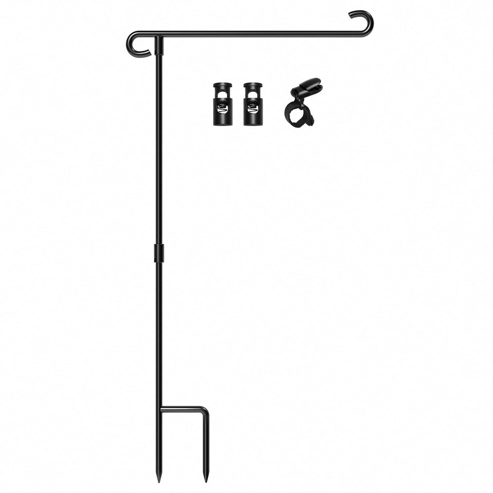 HOOSUN garden flag stand in wrought iron for durable outdoor displays.