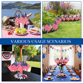 HOOSUN mini US flags on sticks ideal for garden and table centerpieces.
