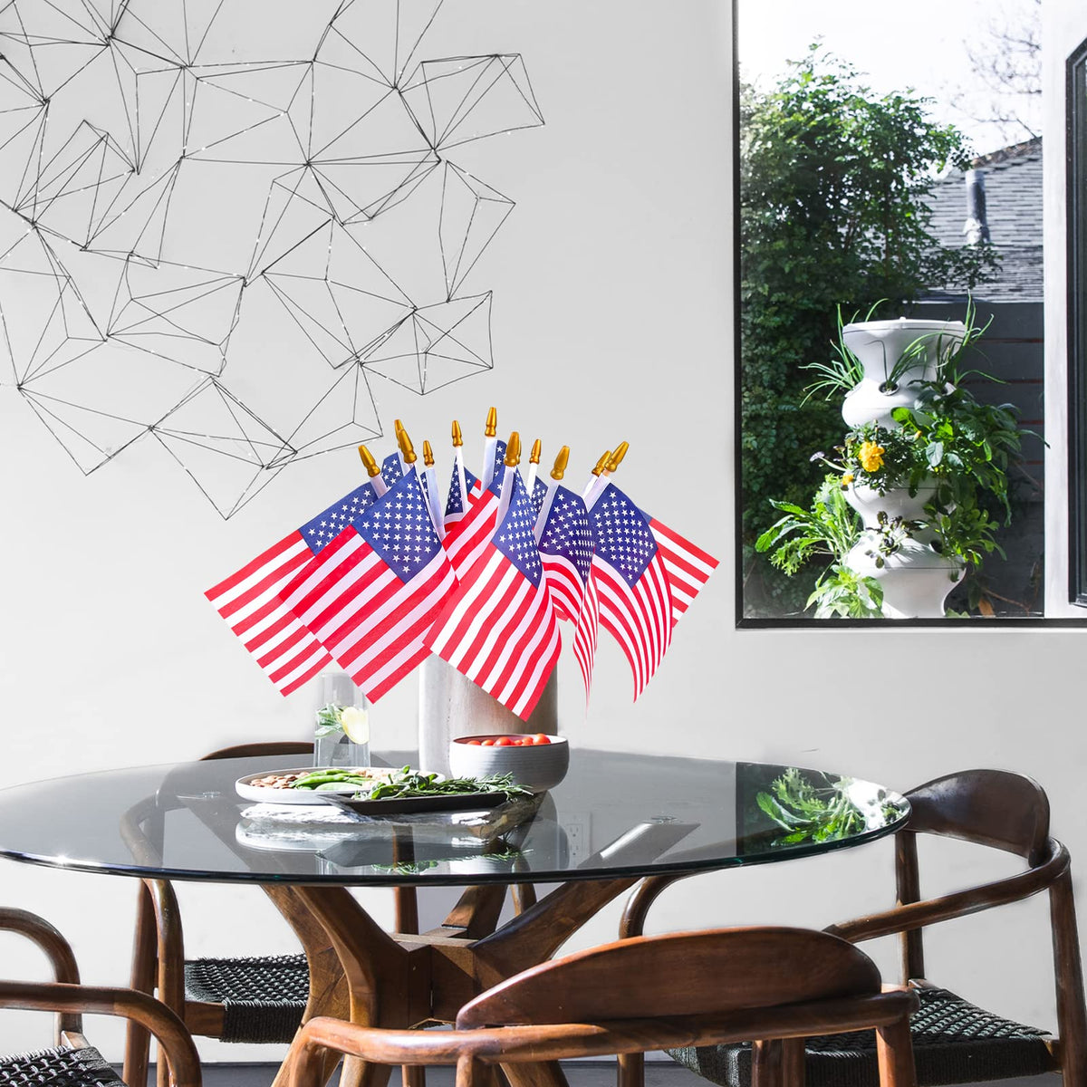 Easy to replace with similar sized flags for ongoing decor.
