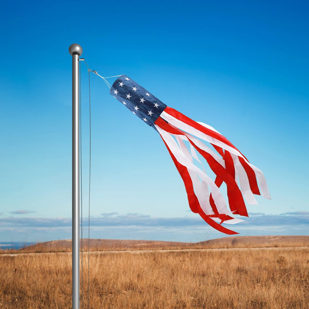 HOOSUN patriotic decor windsock for garden, patio, porch.