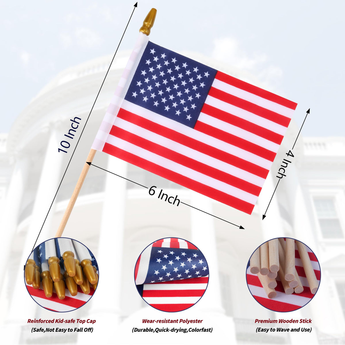 HOOSUN patriotic flags on sticks for yard decoration and events.