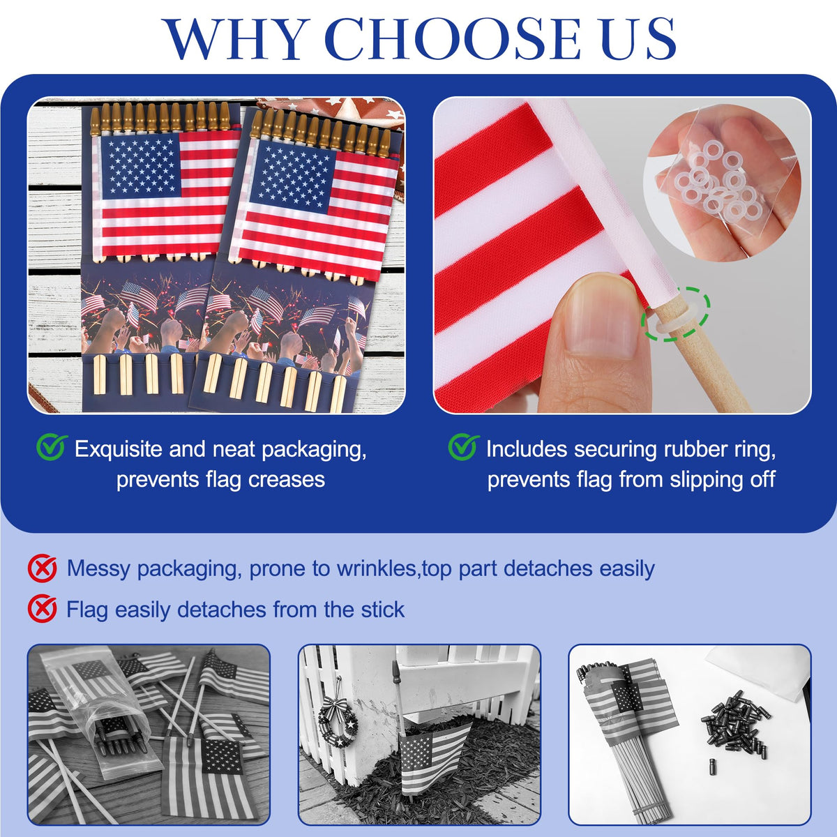 HOOSUN table decor 4th of July flags on sticks for parties.