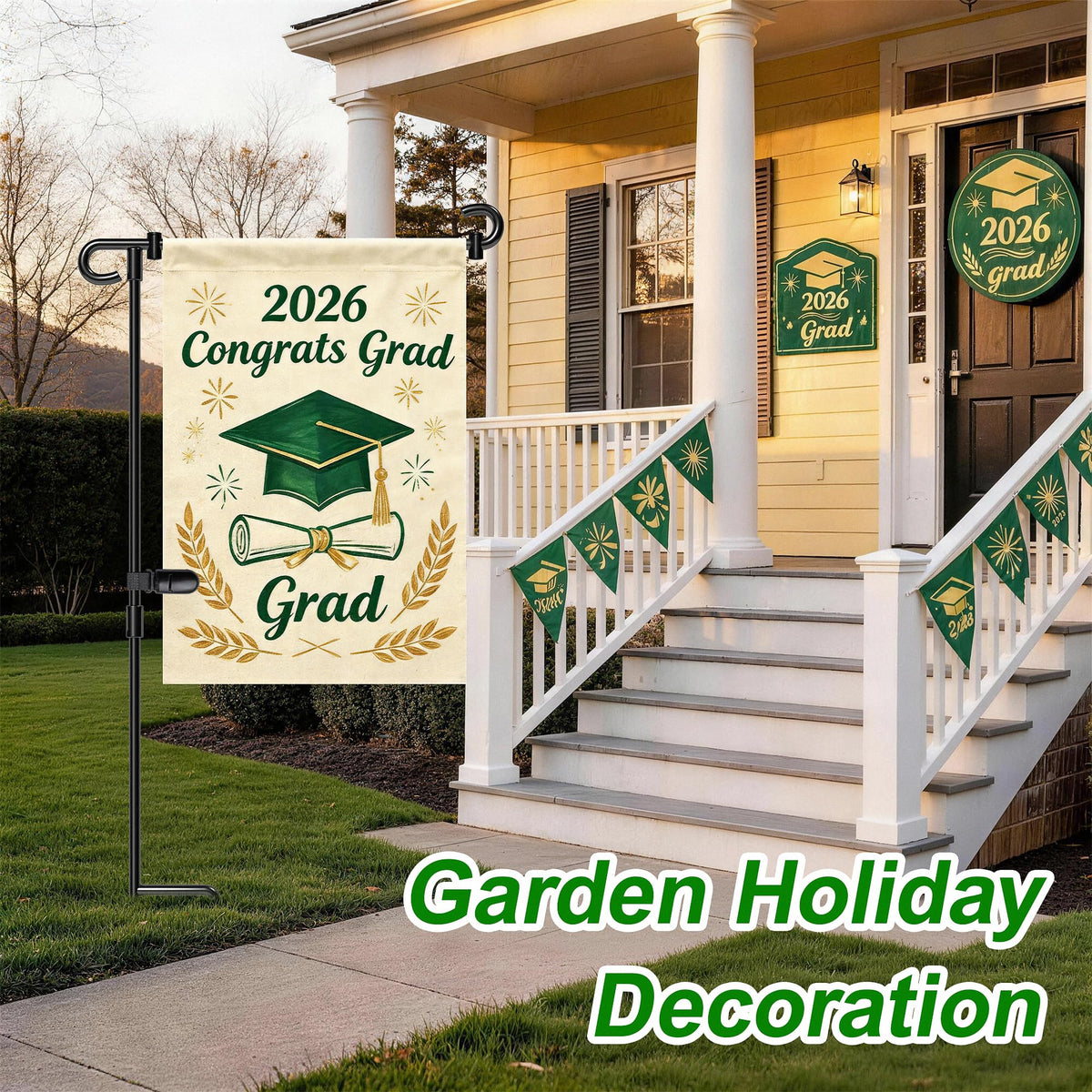 HOOSUN yard flag holder with S-type hook for secure flag display.