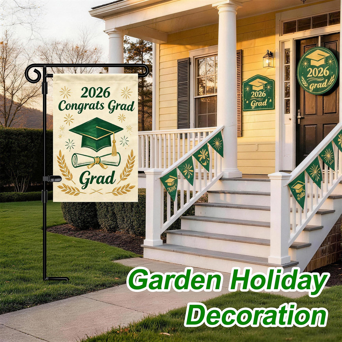 HOOSUN yard flag holder with three piece pole simplifies setup and storage.
