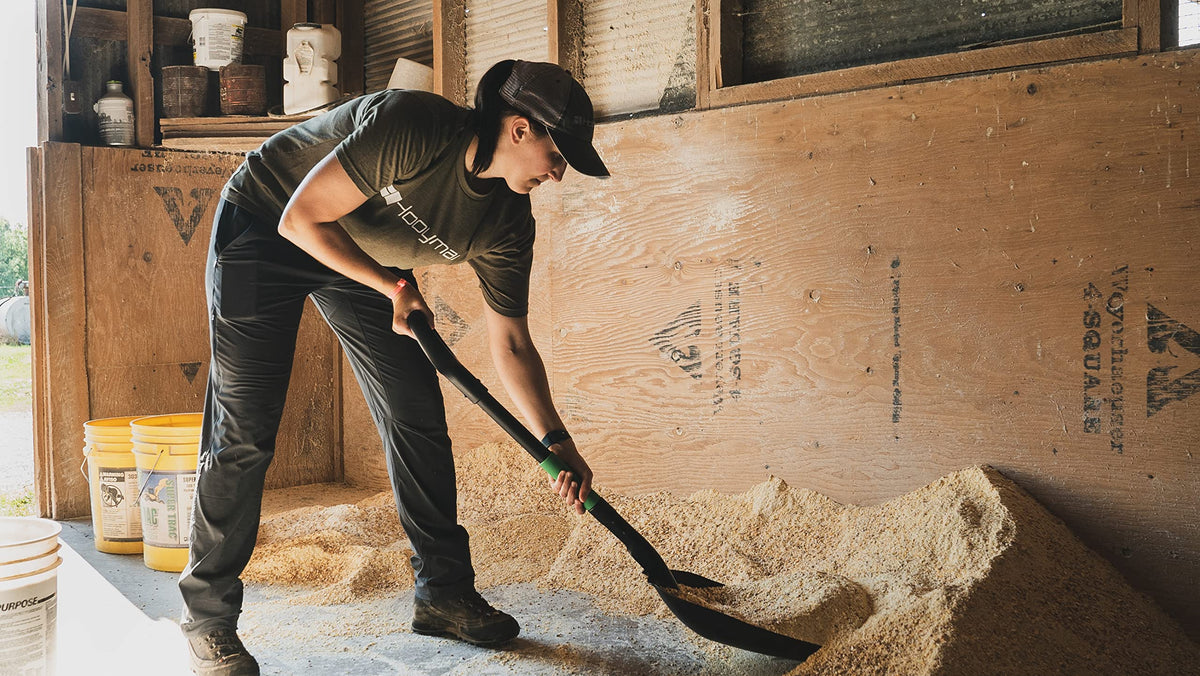 Hooyman scoop shovel D Handle design provides added leverage during scooping