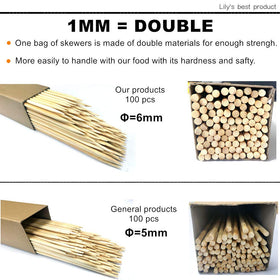 Hopelf 36-inch skewers feature chamfered ends to reduce splinters during kebabs.