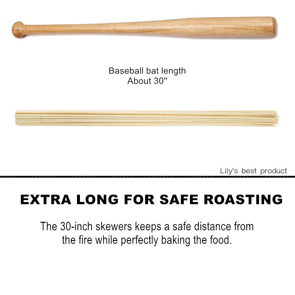 HOPELF non-splinter bamboo skewers with chamfered ends for safe roasting