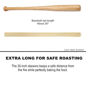 HOPELF non-splinter bamboo skewers with chamfered ends for safe roasting