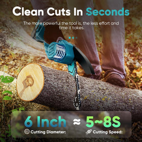 HOPTO Mini Chainsaw with two batteries enabling longer cordless sessions.