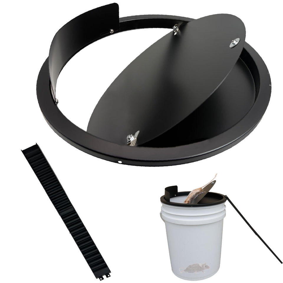 Hoqiowl bucket lid mouse trap offers secure capture for 5-gallon buckets.