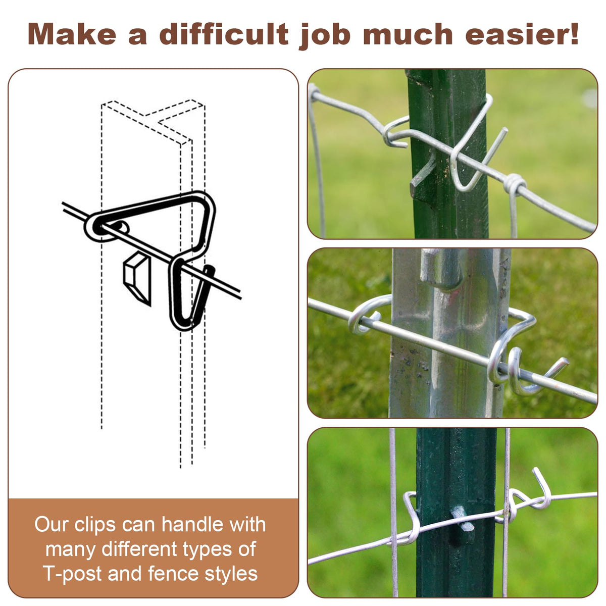Hoqqf professional-grade fence clips in action for secure fencing